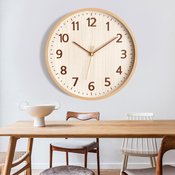 Japanese-Style Wall Clock Solid Wood 2026 New Model Living Room Home Use Simple High-End Natural Wood Cream Style Wall-Mounted Clock