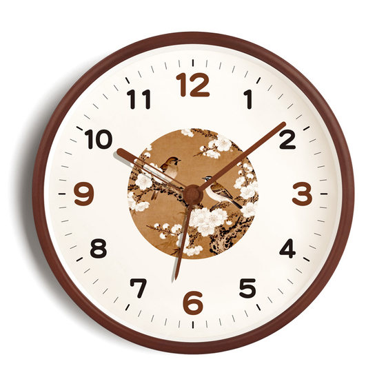 Medieval style wall clock living room 2026 new high-end solid wood wall clock silent clock home Song style aesthetics