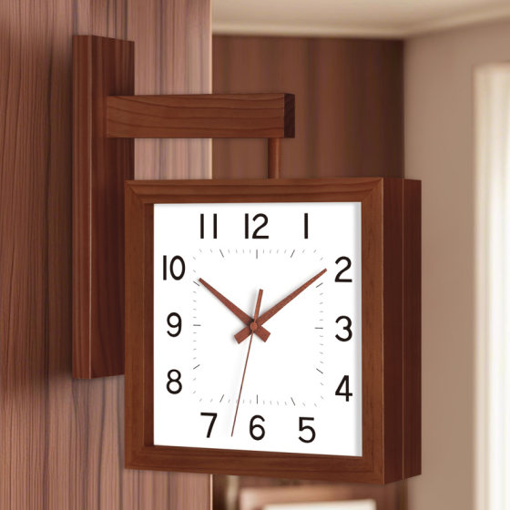 Corner Double-Sided Clock, Side-Mounted Clock, Two-Sided Living Room Clock, Trendy 2026 New Model, Corner Clock with a High-End, Simple and Modern Feel