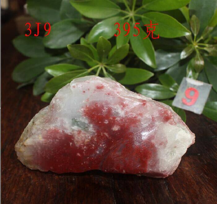 Guilin Longsheng Guilin chicken blood jade hand play piece Ornament carving material Hirano raw stone 390 grams