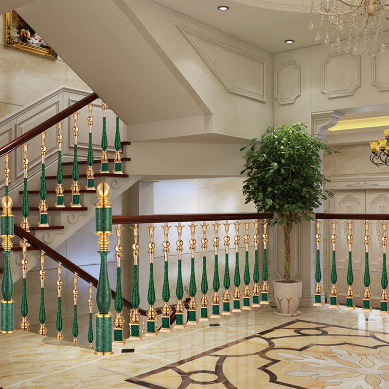 Villa light luxury stair handrail all aluminum alloy column indoor household solid wood guardrail modern minimalist balcony fence