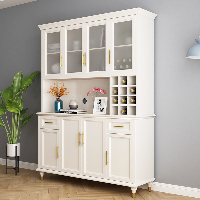 American Solid Wood Dining Side Cabinet Modern Minimalist Dining Room Cabinet White Wine Cabinet Kitchen Tea Water Bowls Tray Cabinet Light Lavish Internet Red Furniture