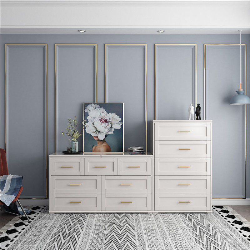 American light luxury chest of drawers solid wood modern minimalist chest of drawers bedroom living room locker white chest of drawers