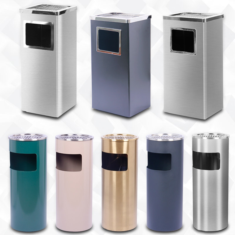 Hotel stainless steel lobby vertical trash can Hotel elevator entrance Ktv corridor with smoke ashtray ashtray bucket