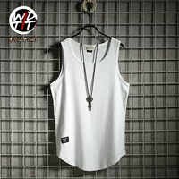 Wdtti2019 mùa hè nền tảng mồ hôi vest nam xu hướng bán tròn hem giản dị cổ tròn không tay vest - Dệt kim Vest áo khoác len nam