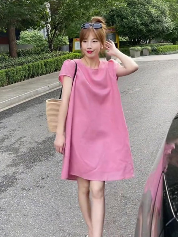 Korean-Style Linen Niche Loose Dress 2026 New Women's Summer Backless Mid-Length Stylish Age-Reducing A-Line Dress Korean-Style Linen Niche Loose Dress 2026 New Women's Summer Backless Mid-Length Stylish Age-Reducing A-Line Dress