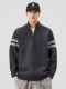 Chun Tuan 830G Heavyweight Half-Zip Sweater Men's Autumn and Winter Thickened Warm Contrast Color Striped Lazy Style Knitted Sweater Jacket