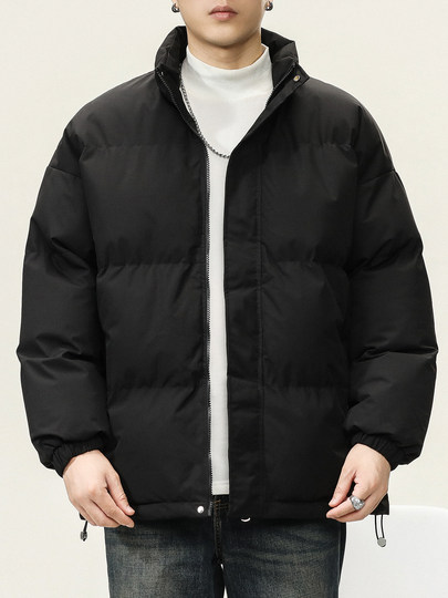 Thickened Stand-Up Collar Cotton Jacket for Men, Winter 2024 New American Style Warm Cotton Coat, Hoodless Puffer Jacket for Teenagers