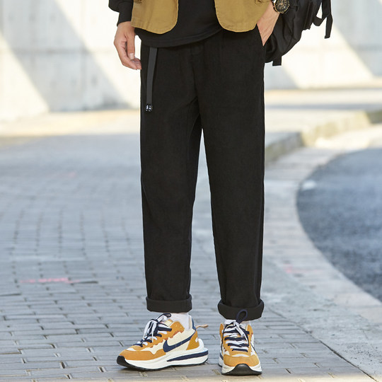 Japanese 460G heavy corduroy pants men's autumn and winter loose straight sweatpants retro tapered workwear casual pants