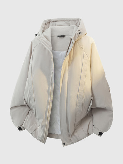 Pure cotton-padded jacket for men, winter American deconstructed jacket, thickened warm hooded cotton-padded jacket, trendy workwear jacket