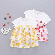 Baby girl Summer short sleeve dress 0-1-2-3 years old girl Korean skirt 6-7-8 months baby dress