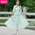 phong cách Trung Quốc Tang sườn xám áo khoác váy hai mảnh retro Han phù hợp với váy nghệ thuật váy trà sân lớn của phụ nữ 