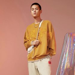 Li Ning 남성용 루즈한 풀오버 스웨트 셔츠 Xiao Zhan과 같은 스타일