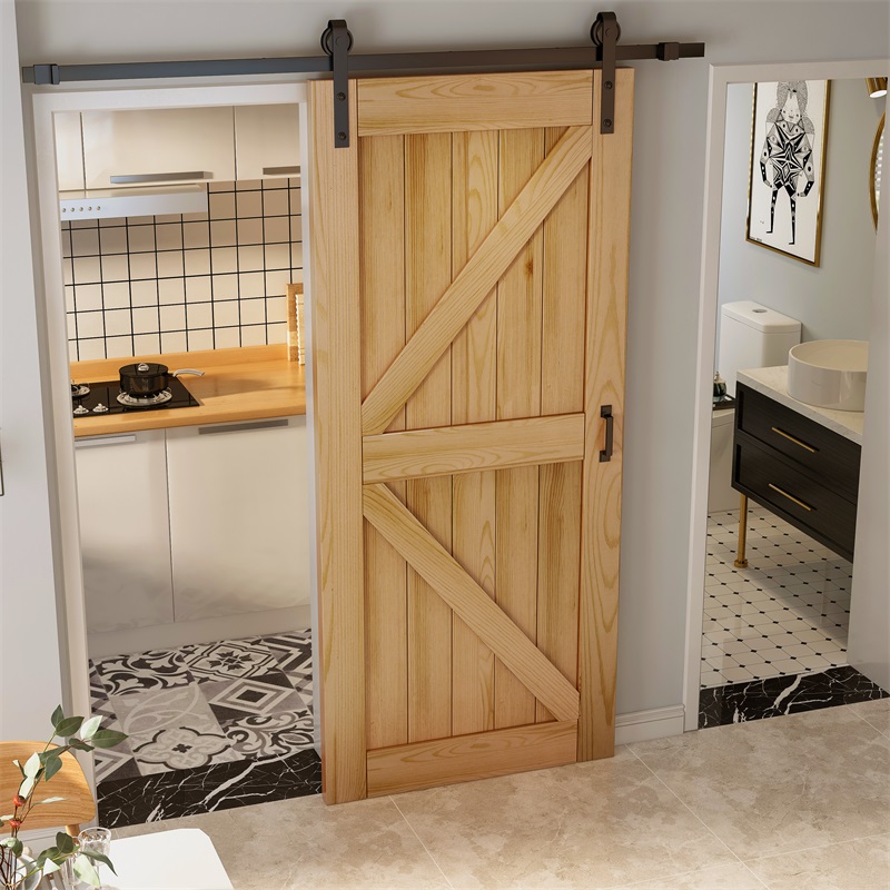 Nordic solid wood barn door rail vintage hanging rail door kitchen door bathroom sliding door sliding door interior door customization