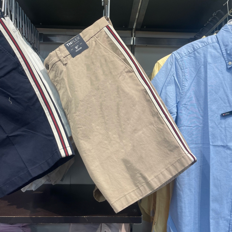 Tommy Hilfiger Men's Summer Casual Versatile Pure Cotton Straight Breathable Webbing Work Shorts Five-Point Shorts