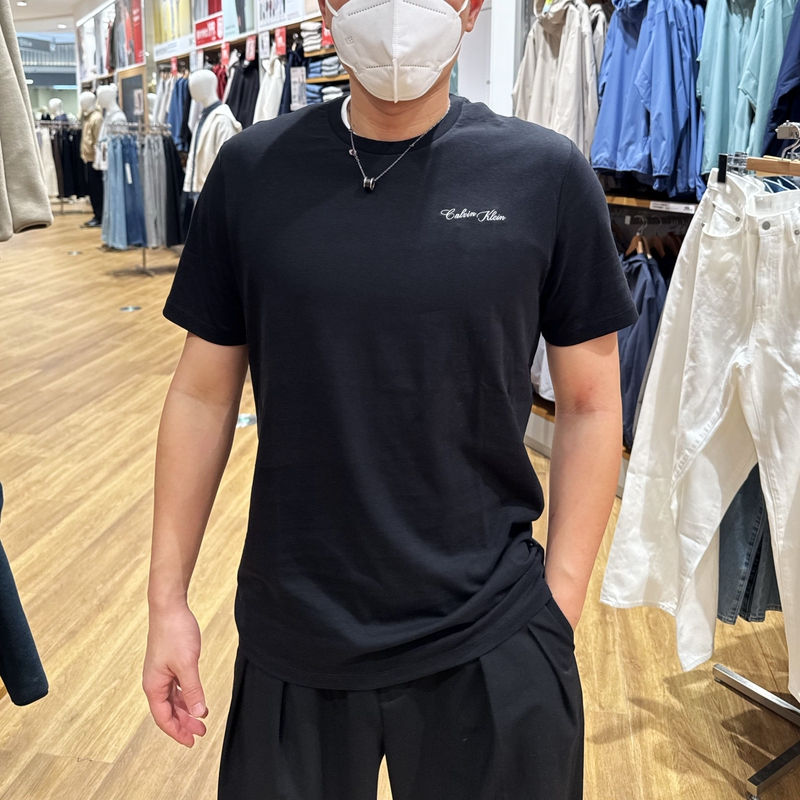 Calvin Klein/Ck Men's New Summer Style Simple and Versatile Embroidered Logo Pure Cotton Breathable Short-Sleeved T-Shirt