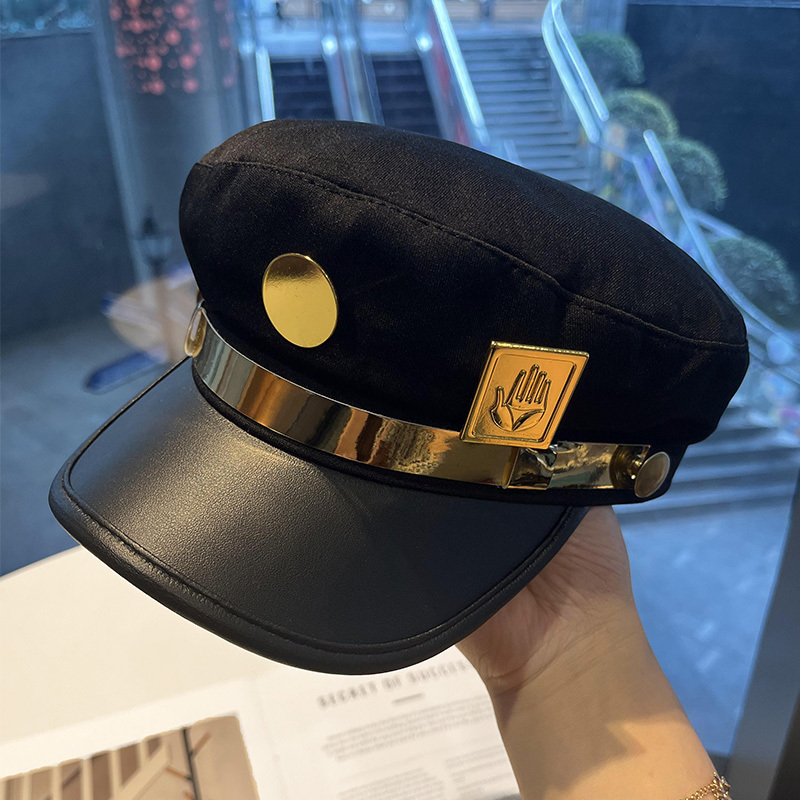 Jotaro Kujo Cosplay Hat Anime Merchandise Jojo's Bizarre Adventure Two-Dimensional Metal Badge Flat-Top Hat Jotaro Kujo Cosplay Hat Anime Merchandise Jojo's Bizarre Adventure Two-Dimensional Metal Badge Flat-Top Hat