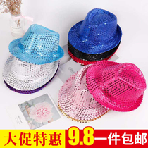 Childrens Day Sequin hat Female Adult Childrens dance hat Stage performance National Day performance Jazz Dance Magic hat male