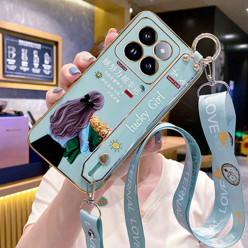 Suitable for Xiaomi 15t Phone Case, Xiaomi15Tpro Protective Silicone Cover, 5g Full Coverage Anti-Drop Mi15T Wristband Stand, Por Soft Case, 15Tp Women's 5g New Crossbody Lanyard, Niche High-End Trendy