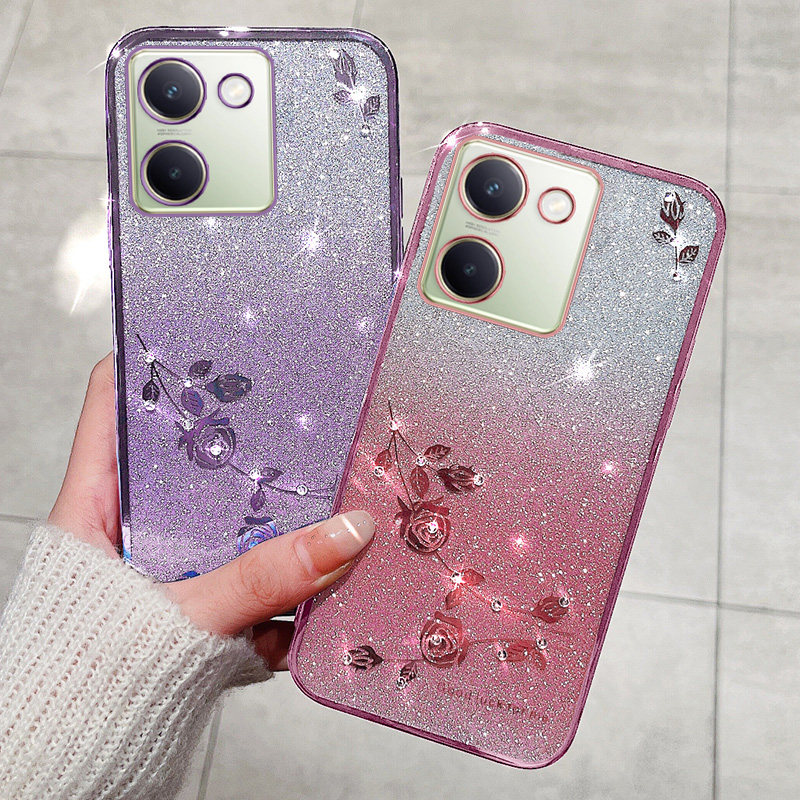 Suitable for Vivo Y100 Phone Case, Vivo New Y100I Silicone Protective Cover, Vovoy High-End Gradient Y100I Long Battery Life Version, Voy Anti-Drop V2313A Glitter Viv0 Female 1005g