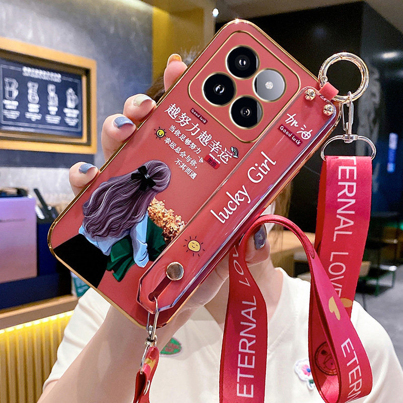 Suitable for Xiaomi 15t Phone Case, Xiaomi15Tpro Protective Silicone Cover, 5g Full Coverage Anti-Drop Mi15T Wristband Stand, Por Soft Case, 15Tp Women's 5g New Crossbody Lanyard, Niche High-End Trendy