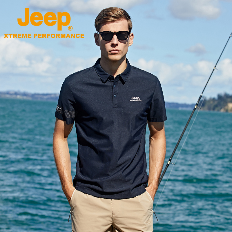 jeep Jeep POLO Shirt Men 2021 New Sky Dry Dress Short Sleeve Breaky Ice Filament Roll Men T-shirt