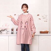 Apron Kitchen household fashion can wipe hands Waterproof and oil-proof cute Japanese and Korean version of long-sleeved coat for adults and women creative