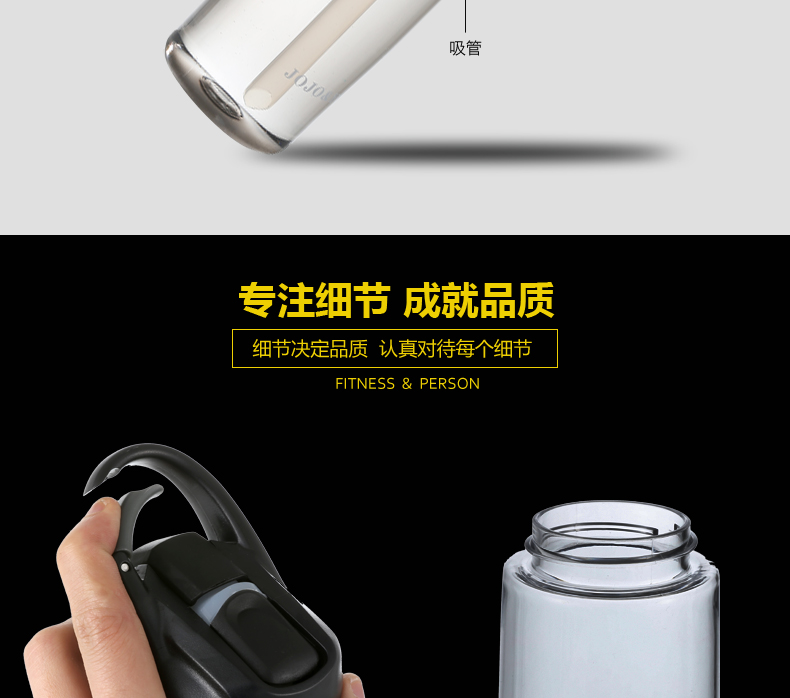 Thể thao nước thủy tinh chai nước bằng nhựa công suất lớn ngoài trời thể dục chai nước cho nam giới và phụ nữ xách tay chạy rơm với cup bình nước 2 lít tập gym
