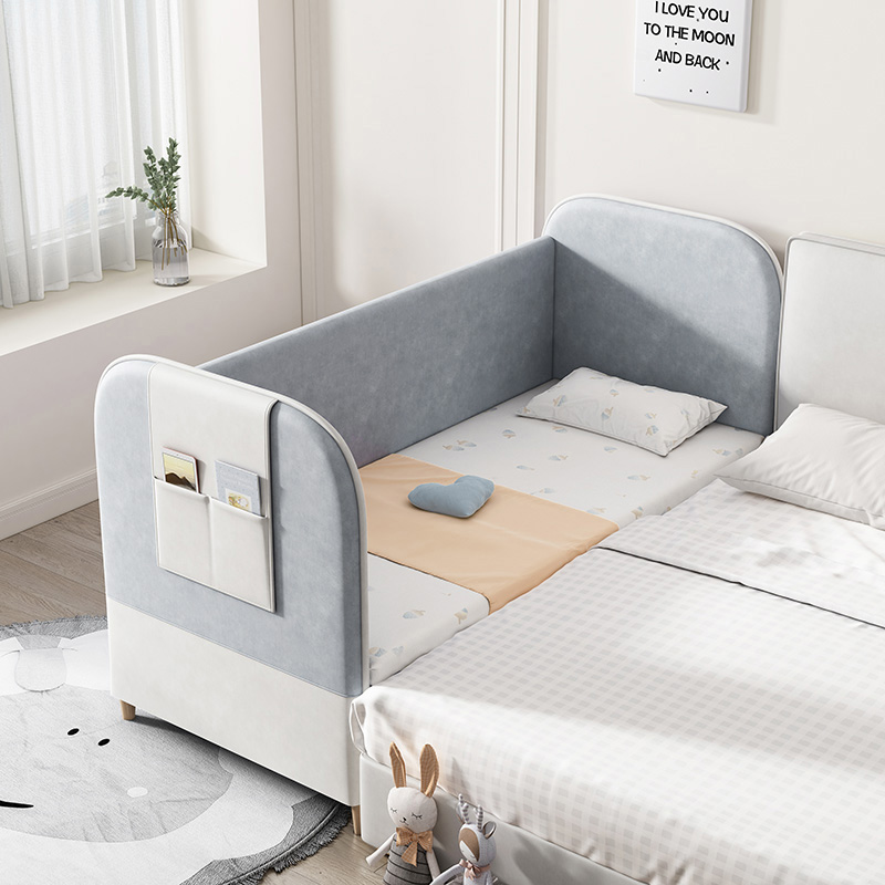Nordic children's splicing bed boy solid wood high guardrail widen bed splicing bedside soft bag crib splicing big bed