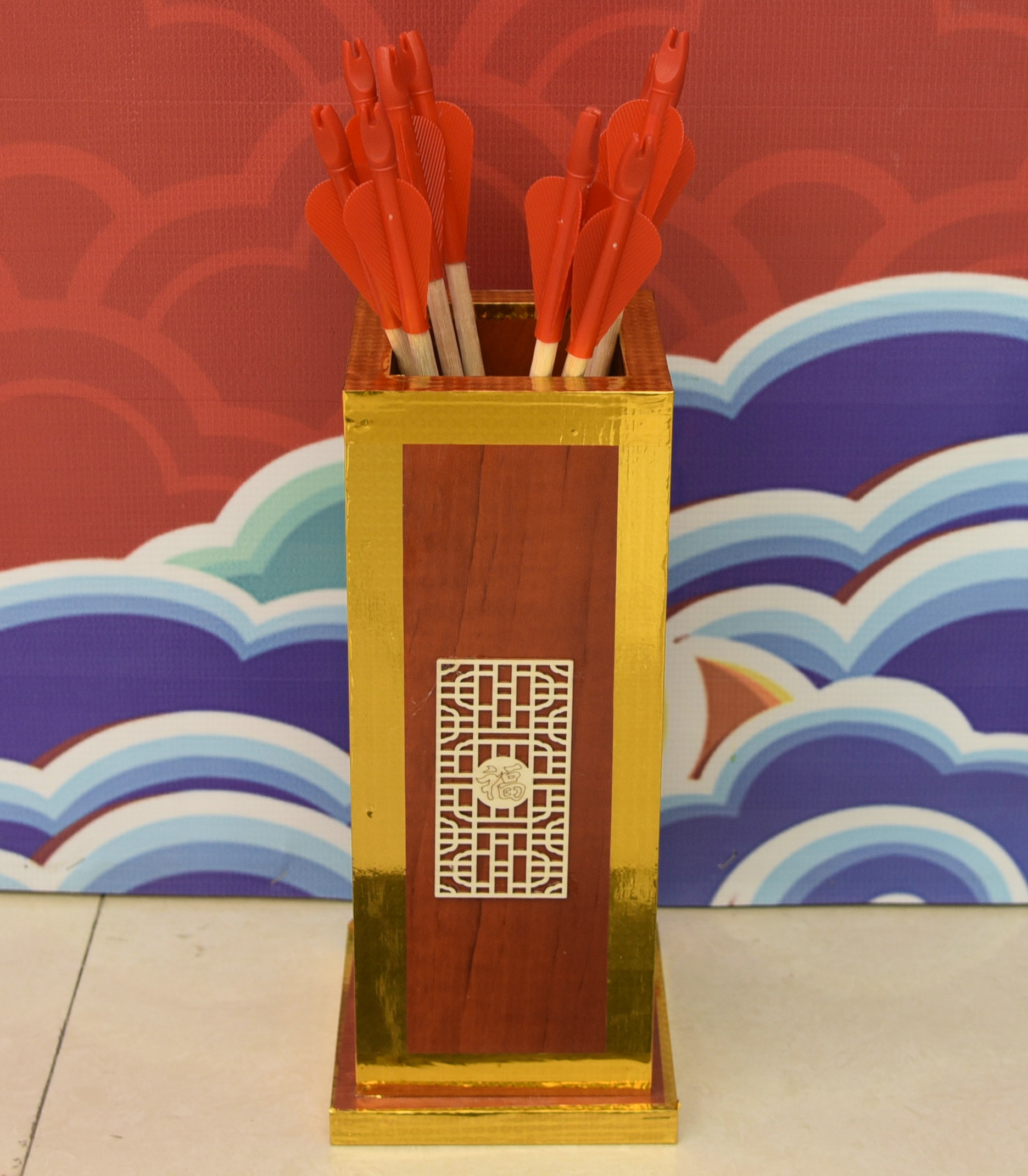 Throwing pot game props antique wooden throwing pot and arrow traditional activity toy Chinese wedding throwing pot and arrow pot