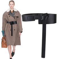 Japan FC double-sided first-layer cowhide womens knotted belt wide belt simple matching skirt coat girdle