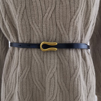 Japanese FC thin belt womens skirt genuine leather small belt womens Korean style simple matching decorative dress student