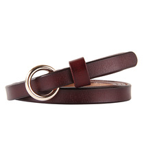 Japan FC new circle belt for women thin genuine leather versatile retro casual knotted thin belt Korean style dress