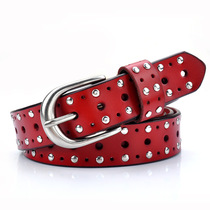 Japan FC Korean version fashion versatile rivet pin buckle belt retro cowhide casual hollow womens belt