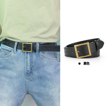 Japan FC retro matte ancient gold buckle belt for boys trendy style simple and versatile square jeans belt