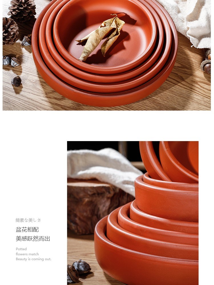 Violet arenaceous tray meaty plant flower pot mobile big tray after ceramic chassis circular disc pad plate tap water