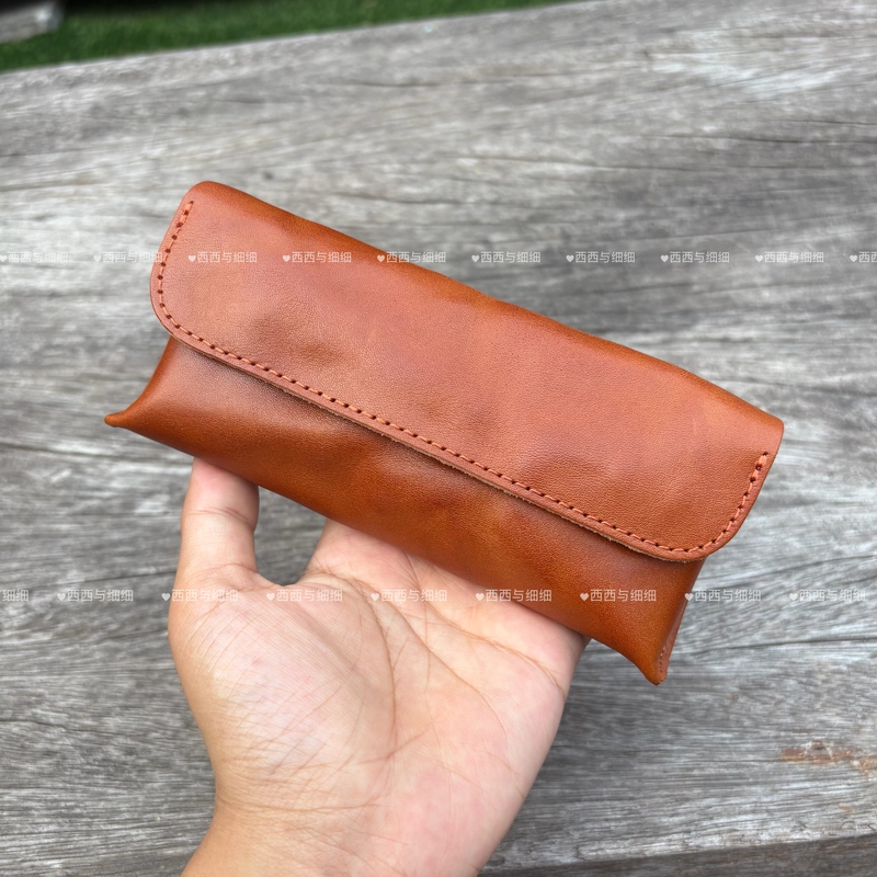 First-Layer Cowhide Glasses Case, Retro Handmade Genuine Leather Sunglasses Case, Portable Sunglasses Storage Box, Glasses Bag