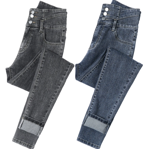 Флисовые демисезонные джинсы с начесом, штаны, леггинсы, карандаш, высокая талия, 2024 года, новая коллекция, по фигуре, облегающий крой, в обтяжку