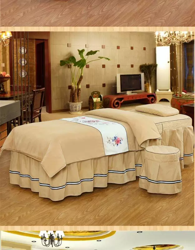 Làm đẹp giường bìa thẩm mỹ viện đặc biệt bốn mảnh châu Âu đơn giản rắn màu dày massage giường giường bốn mảnh tùy chỉnh