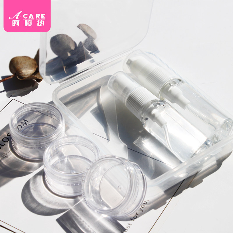 6-piece set spray bottle travel packaging portable cream box press-type empty bottle toner fine mist small watering can