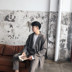 SC18ss mùa thu đông Hàn Quốc Dongdaemun áo hai dây lỏng lẻo kẻ sọc thẳng chín quần phù hợp với bộ đồ đồ vest nam Suit phù hợp