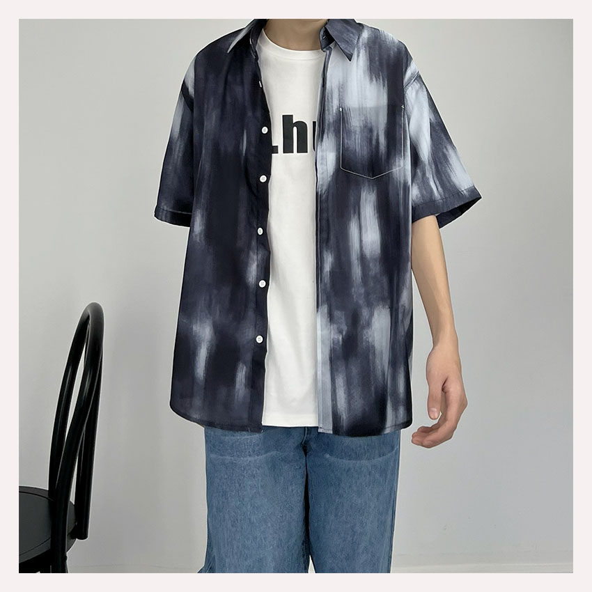 SC 22 Summer New Zazy Splash Short - sleeved Shirt Han Edition Personal Casual Draw Shirt Man