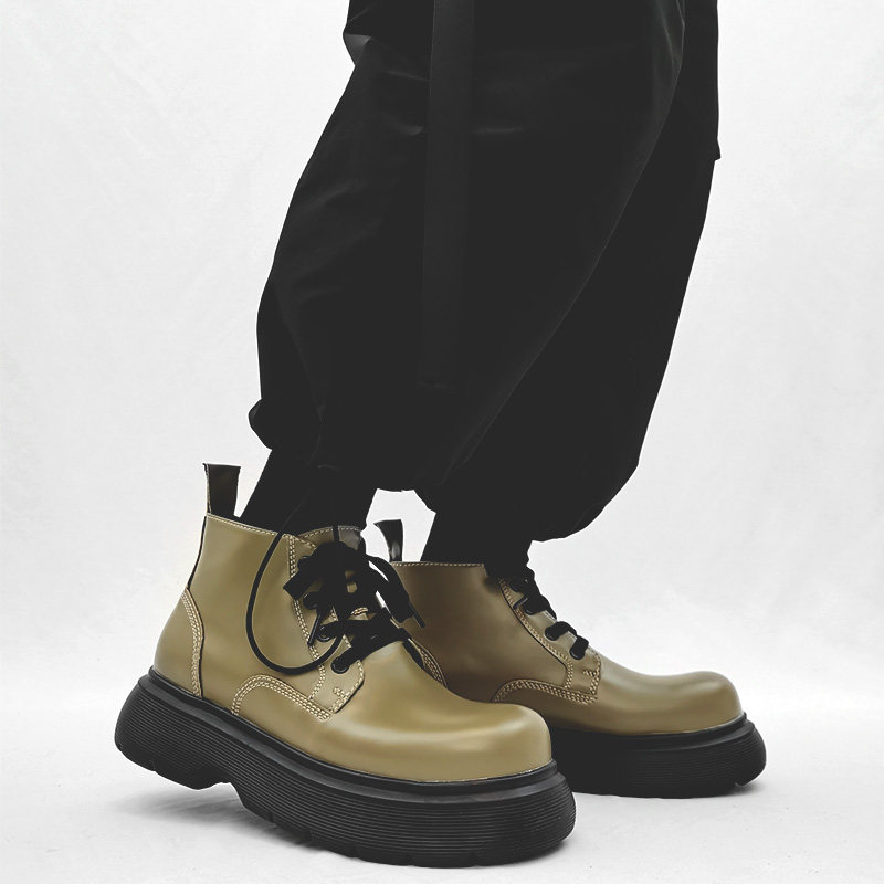 ins net red head Martin boots men Inlenty wind retro thick bottom heightening middle cylinder tooling boots high cylinder pine pastry shoes