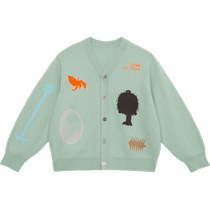 Hairy Monster]pomme Pomme sweater long-sleeved cardigan sheep wool autumn and winter clothing for boys and girls Jiangnan cloth big children