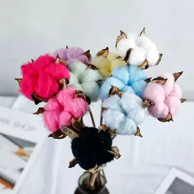 Natural color cotton wood pole dried flower bouquet single decoration decoration Photo props Living room bedroom home furnishings