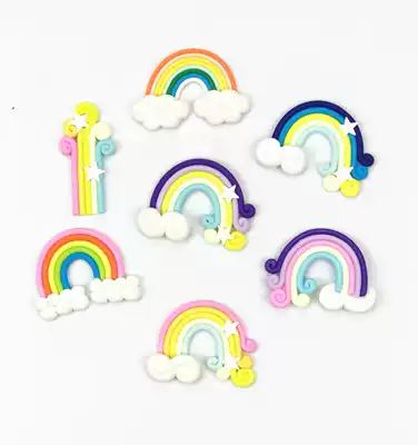 Scene cake decoration accessories Ornaments Soft pottery Rainbow clouds Rainbow stars Rainbow baking cake decoration