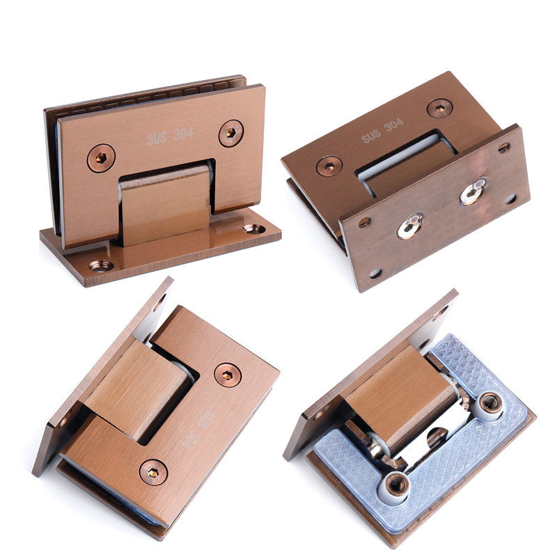 90 degree 304 stainless steel rose gold brushed bathroom clip seal glaze No fingerprint thickened hinge frameless glass door clip