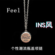 ins titanium steel necklace men and women hardware trampoline tide Net Red hip hop soil cool choker Coca-Cola Street pendant