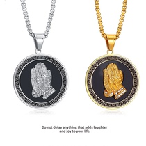 Hip-hop necklace male tide hiphop Tide brand bergamot round brand accessories Korean version of trendy people trendy NYUK pendant female pendant