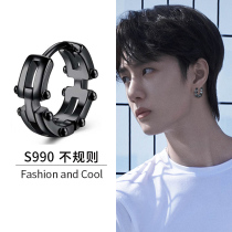 Sterling silver stud earrings mens fashion personality mens single 2020 black ear buckle womens ins earrings 2021 new trend